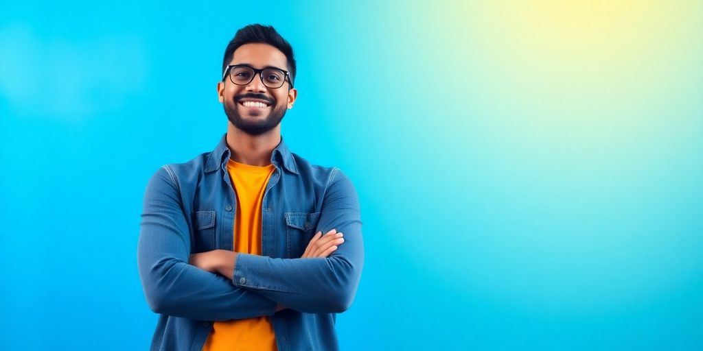 Confident person standing in a bright, uplifting environment.