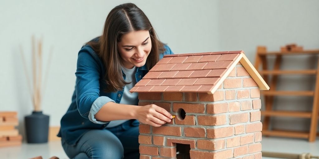 Couple constructing a house together, illustrating teamwork.