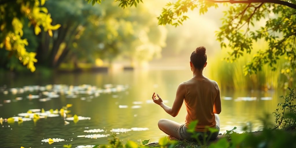 Person meditating in nature, embodying focus and tranquility.