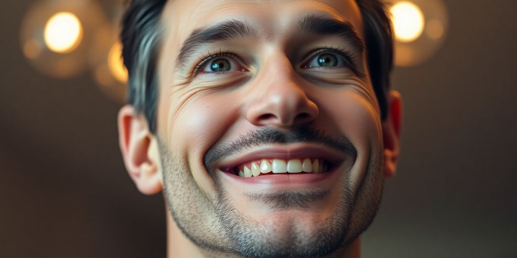 Man looking confident, smiling slightly.