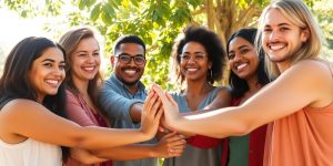 People connecting with smiles and gentle touch.