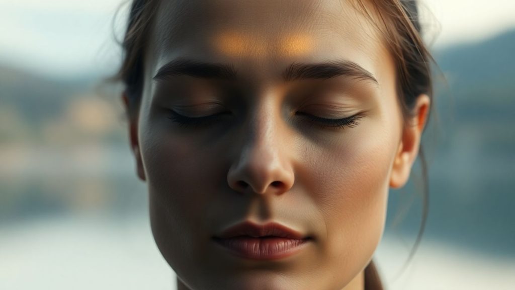 Person achieving mental clarity with eyes closed.