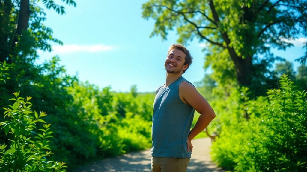 Person confidently walking on a sunny path towards a bright horizon.